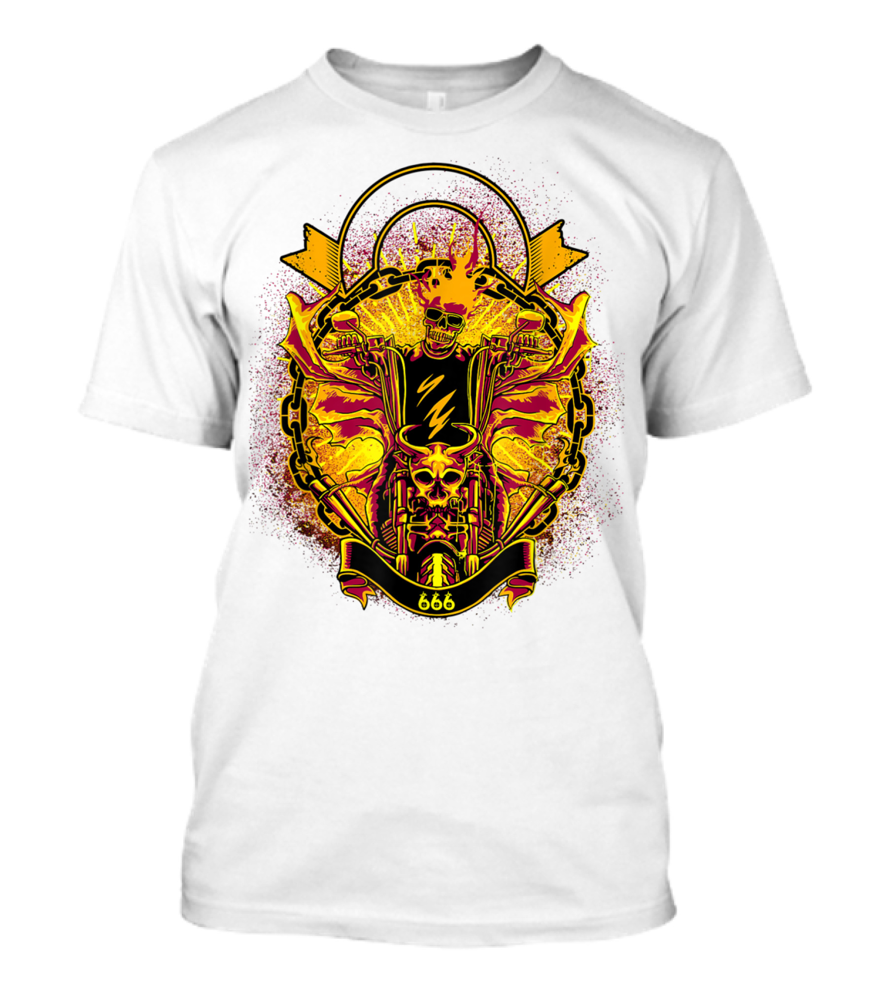 Skull Rider 666 Motorcycle Classic Rock Vintage Blaze T-Shirt