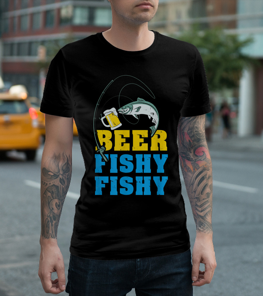 Beer Fishy Fishy Funny Drinking And Fishing Rod Fish Beer Mug T-Shirt