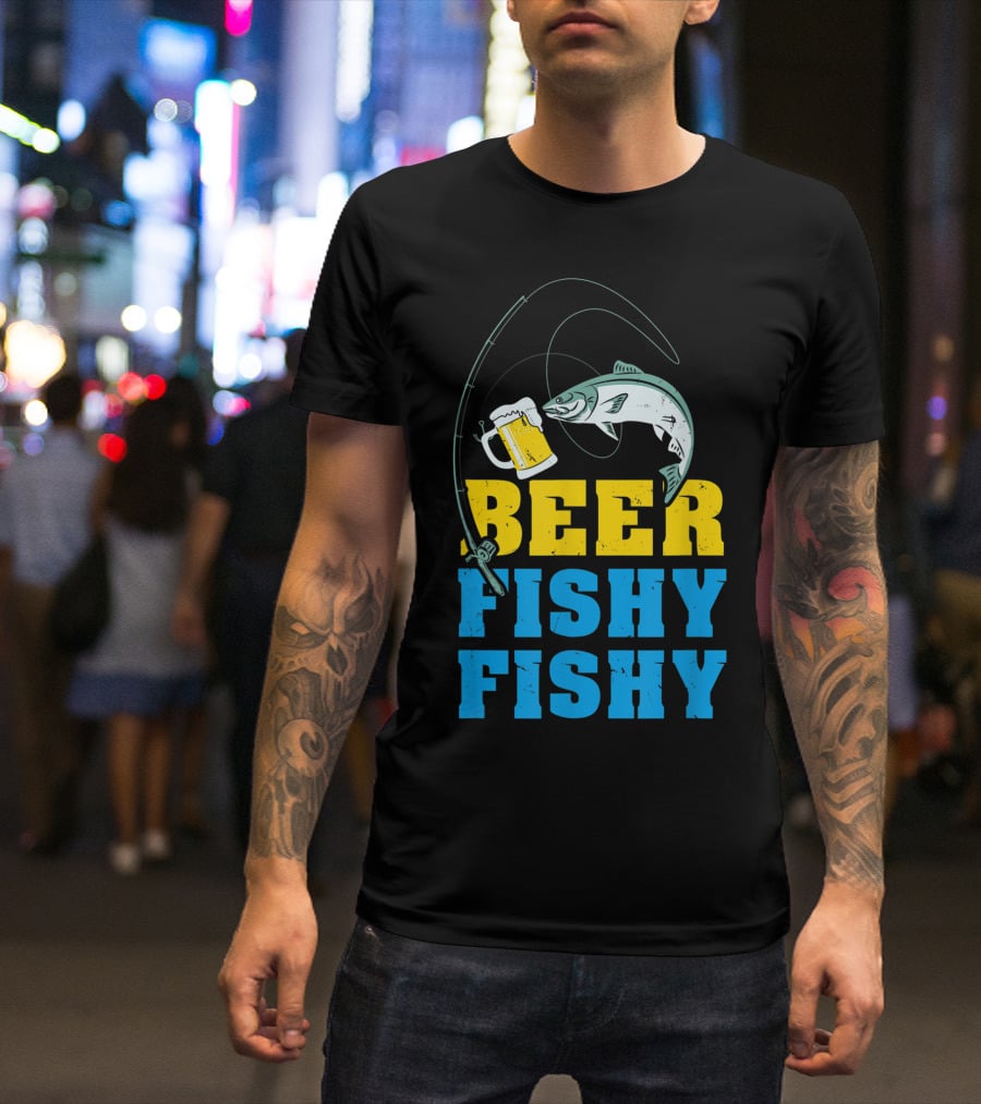 Beer Fishy Fishy Funny Drinking And Fishing Rod Fish Beer Mug T-Shirt