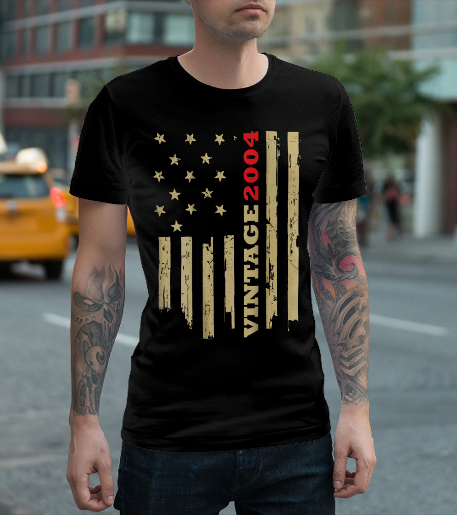 Vintage 2004 American Flag Birthday Gift T-Shirt