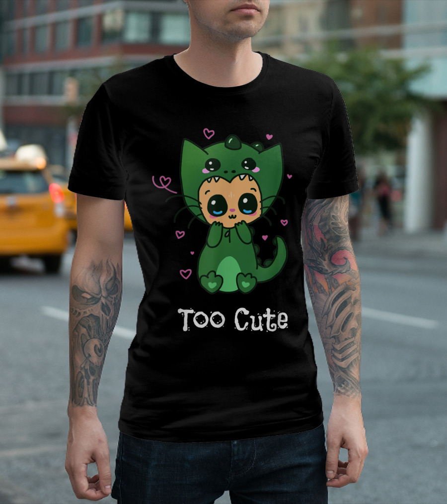 Too Cute Anime Chibi Kitten Dinosaur T-Shirt