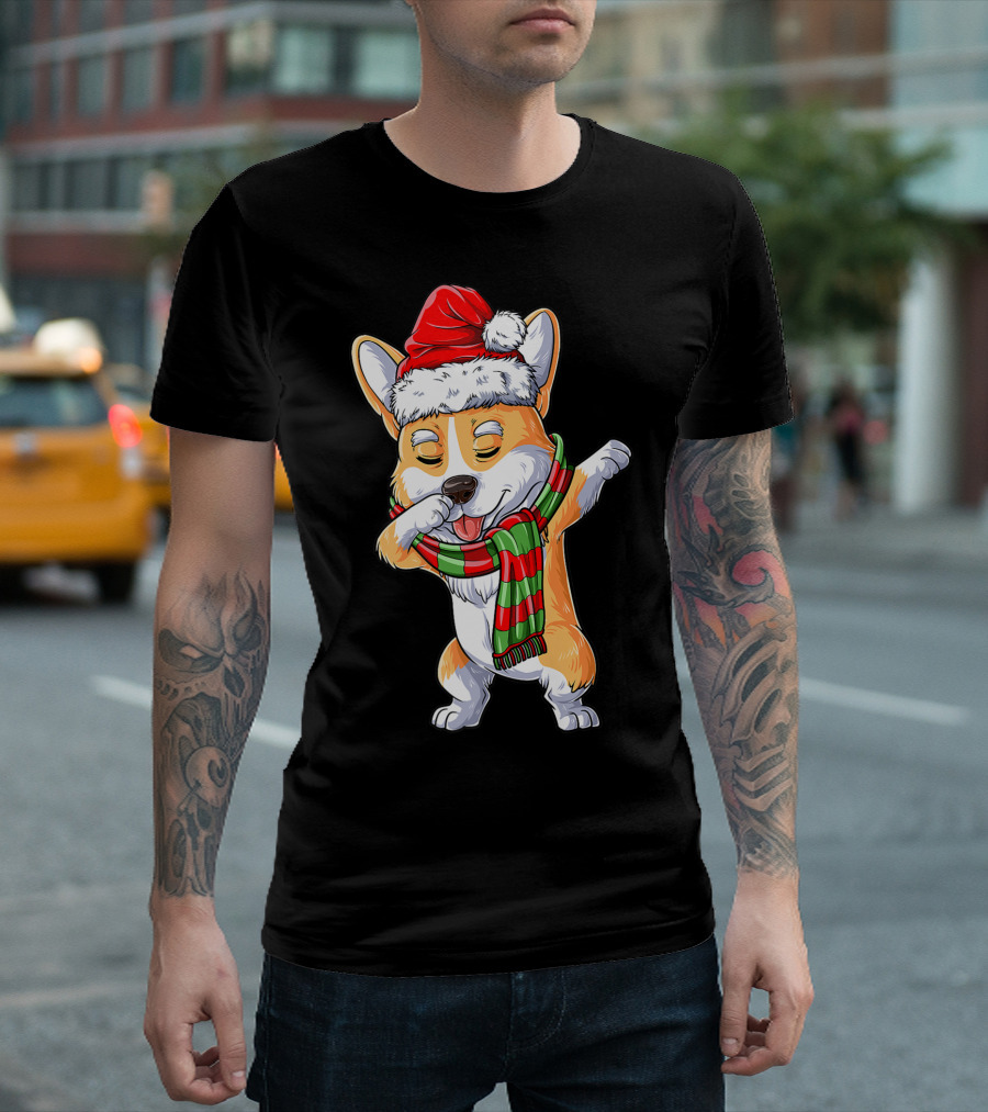 Corgi Santa Dabbing Christmas Girls Scarf T-Shirt