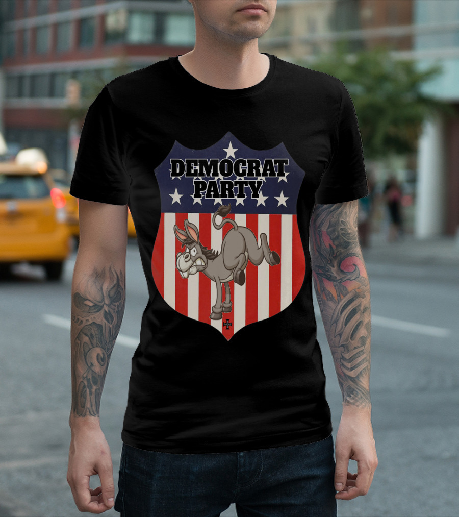 Democrat Party Shield Stars And Stripes Donkey T-Shirt