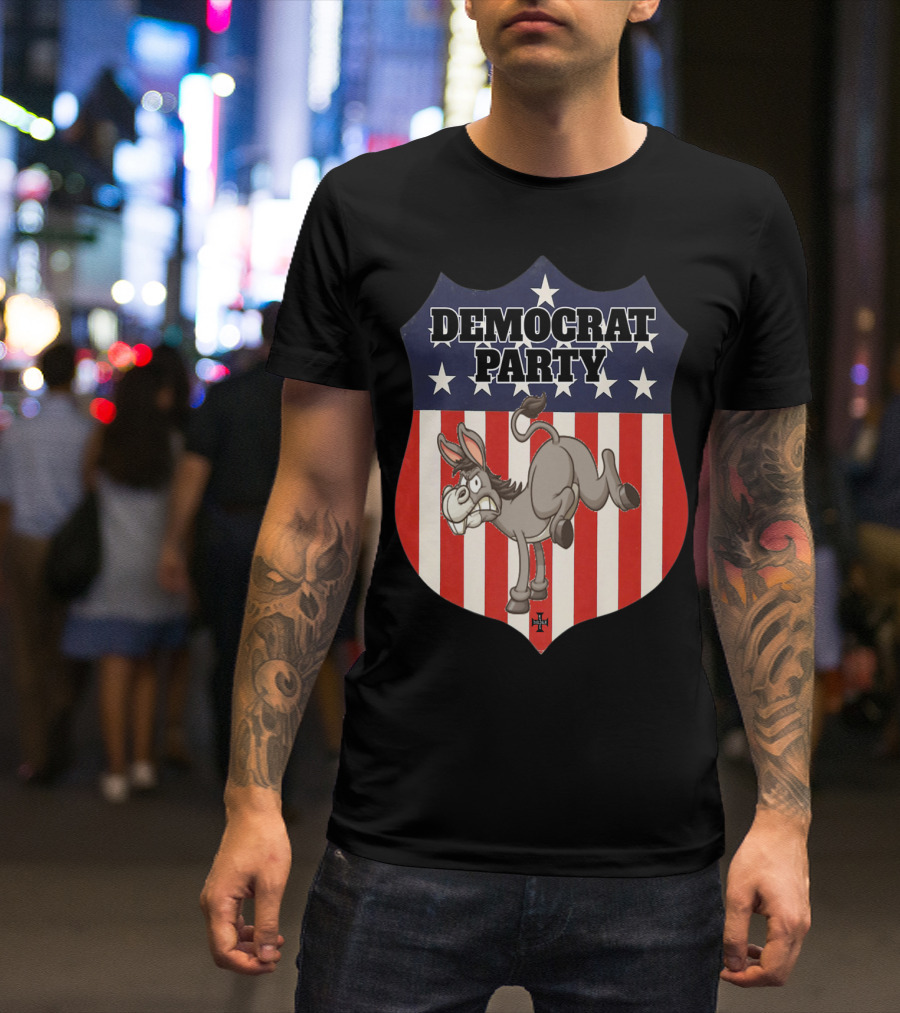 Democrat Party Shield Stars And Stripes Donkey T-Shirt