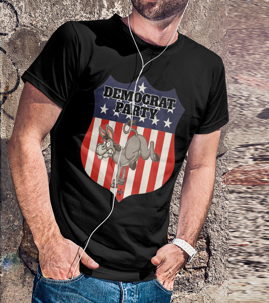 Democrat Party Shield Stars And Stripes Donkey T-Shirt