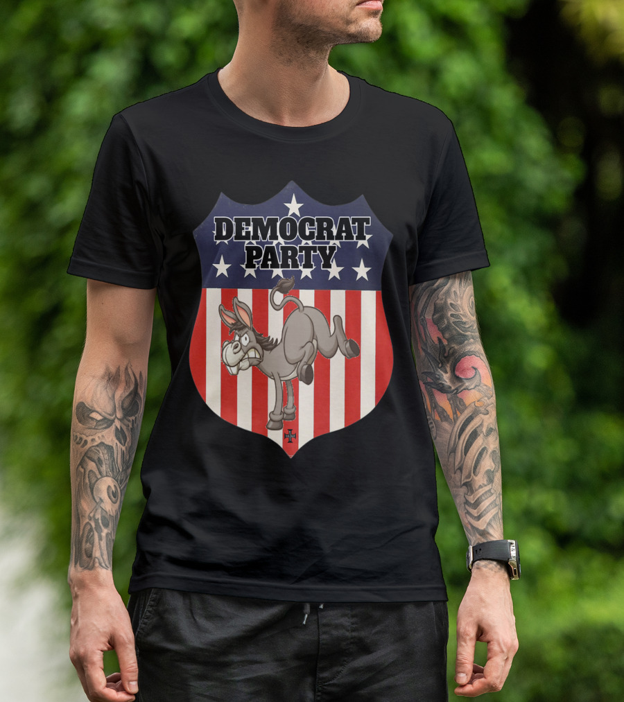Democrat Party Shield Stars And Stripes Donkey T-Shirt