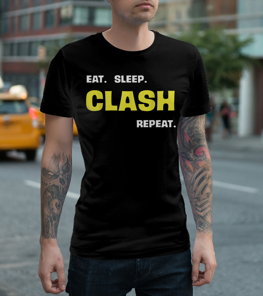 Eat Sleep Clash Repeat Retro Gaming Motif T-Shirt