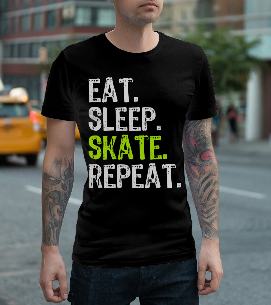 Eat Sleep Skate Repeat Skater Lifestyle Routine T-Shirt
