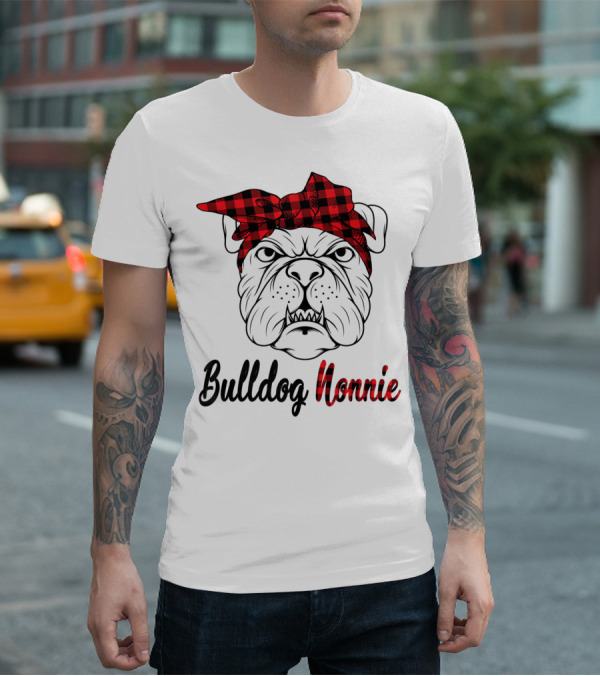 Bulldog Nonnie Plaid Red Bandana Costume T-Shirt