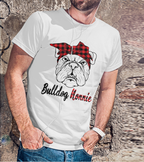 Bulldog Nonnie Plaid Red Bandana Costume T-Shirt