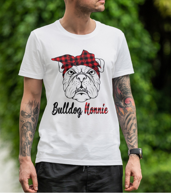 Bulldog Nonnie Plaid Red Bandana Costume T-Shirt