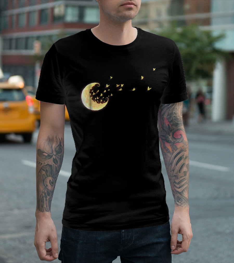 Flying Butterflies from Rainbow Crescent Moon T-Shirt