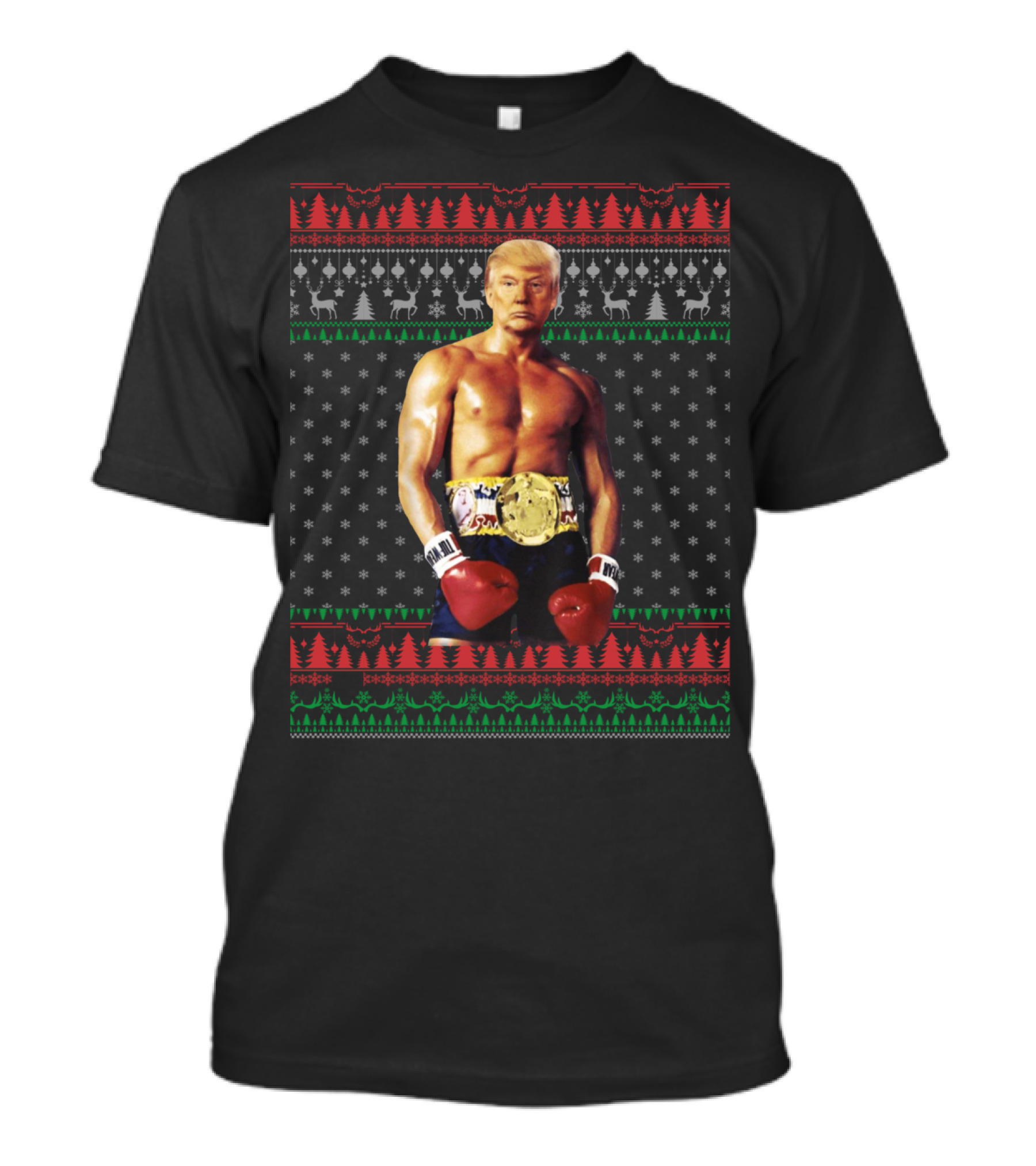 Funny Boxer Trump Rocky Ugly Christmas T-Shirt