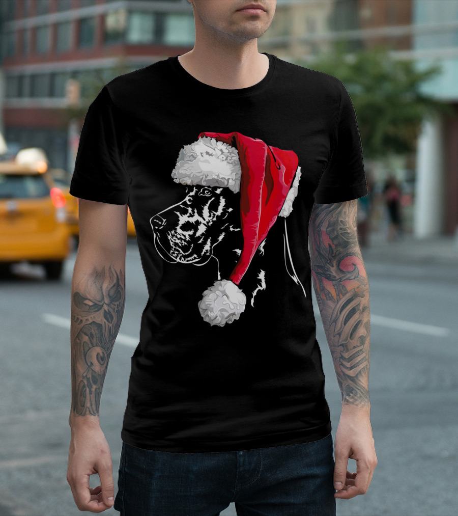 Great Dane Santa Hat Christmas Dog Humor T-Shirt