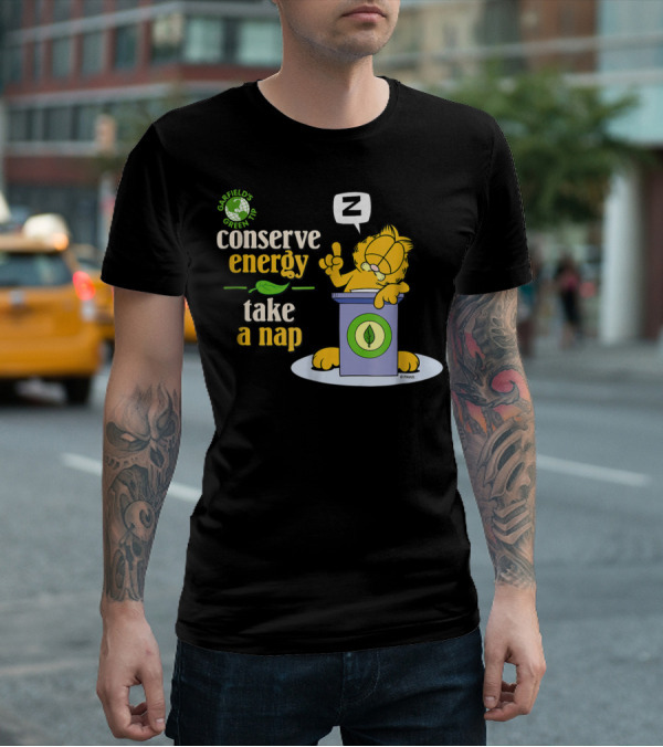 Garfield's Green Tip Conserve Energy Take A Nap T-Shirt