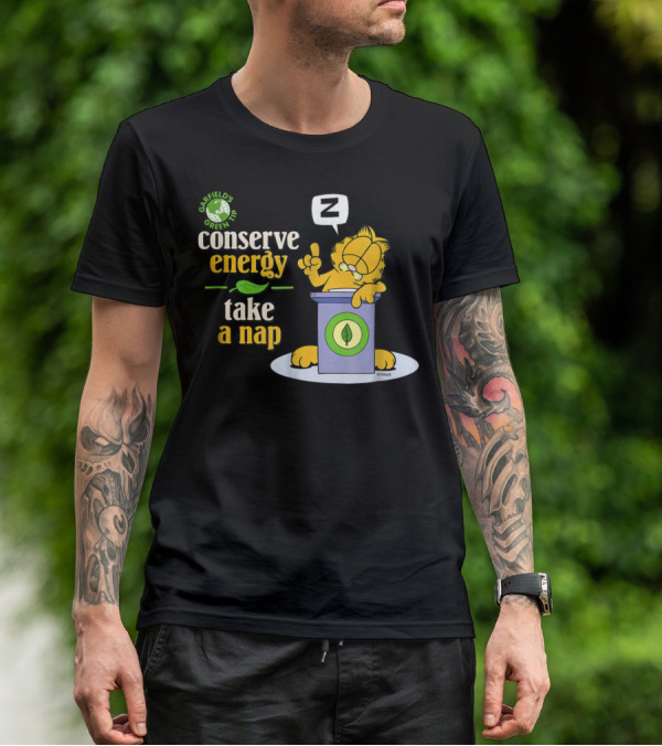 Garfield's Green Tip Conserve Energy Take A Nap T-Shirt