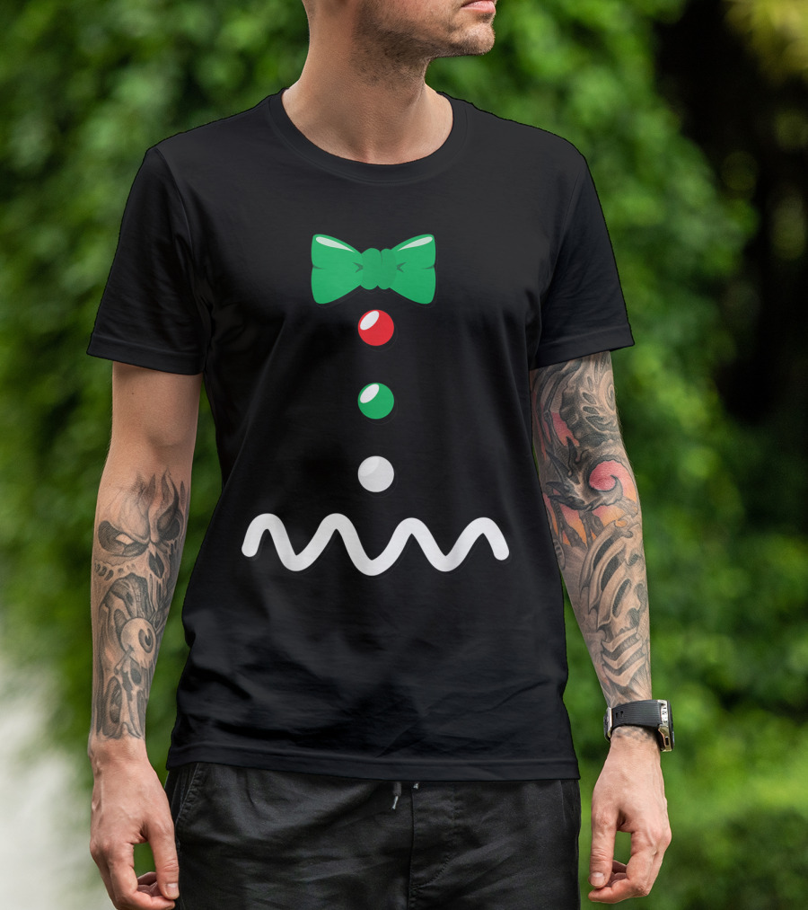 Gingerbread Man Christmas Bow Tie Décor T-Shirt