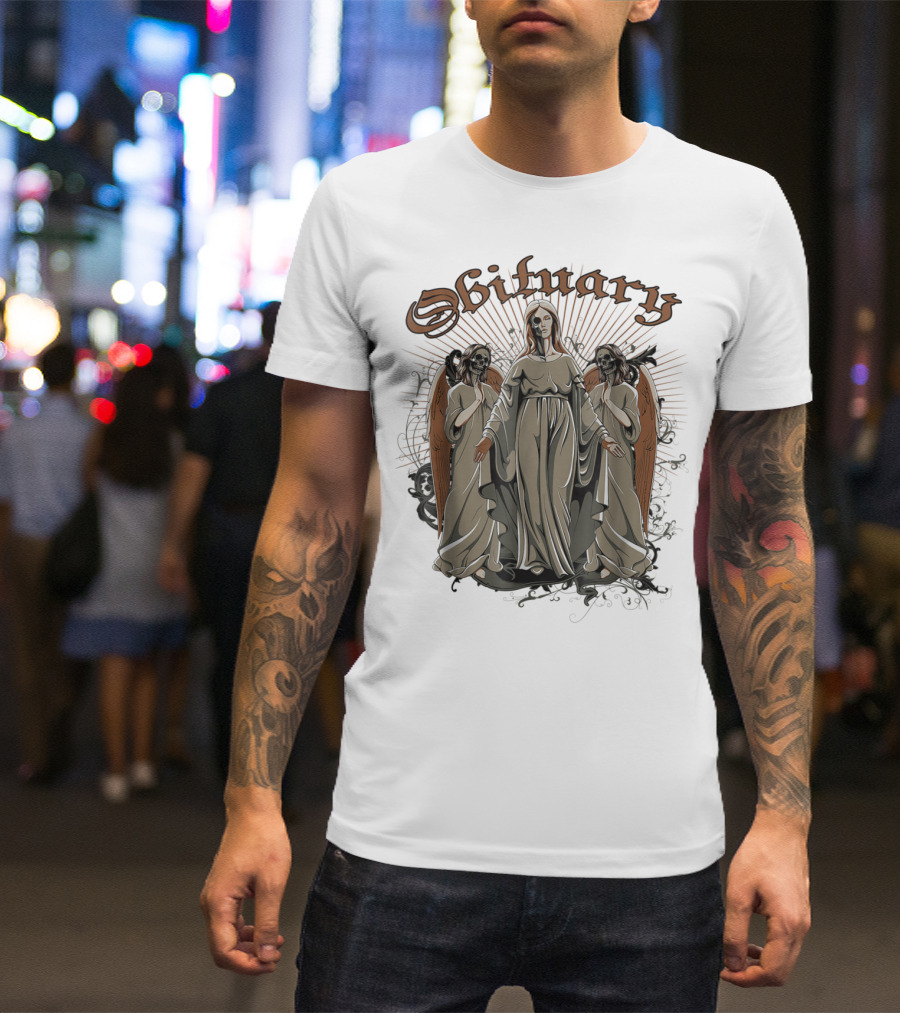 Obituary Halloween Angel Trio With Radiant Wings T-Shirt