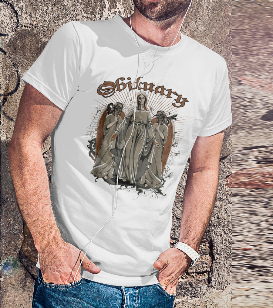 Obituary Halloween Angel Trio With Radiant Wings T-Shirt