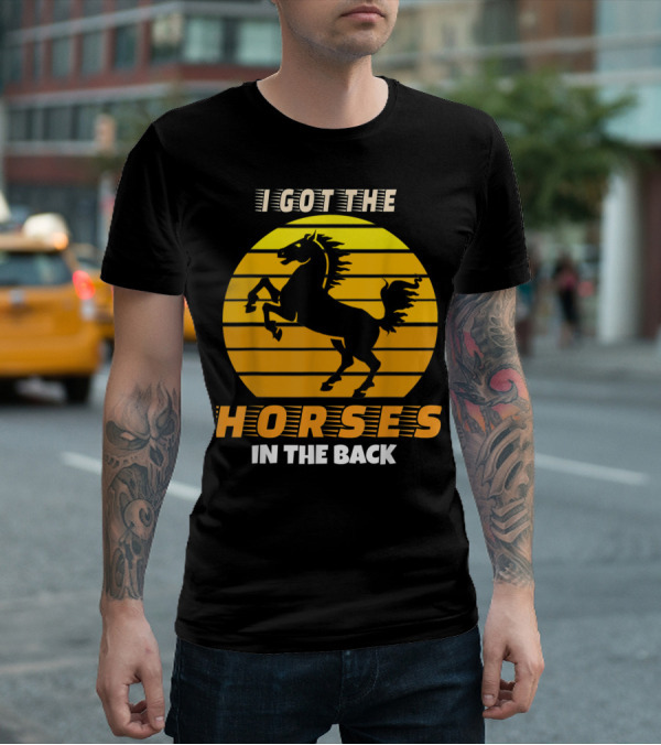 I Got The Horses In The Back Rearing Stallion Sunset T-Shirt