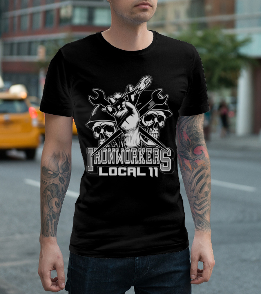 Ironworker Local 11 Newark NJ Skull Spud Ironworkers Local 11 T-Shirt