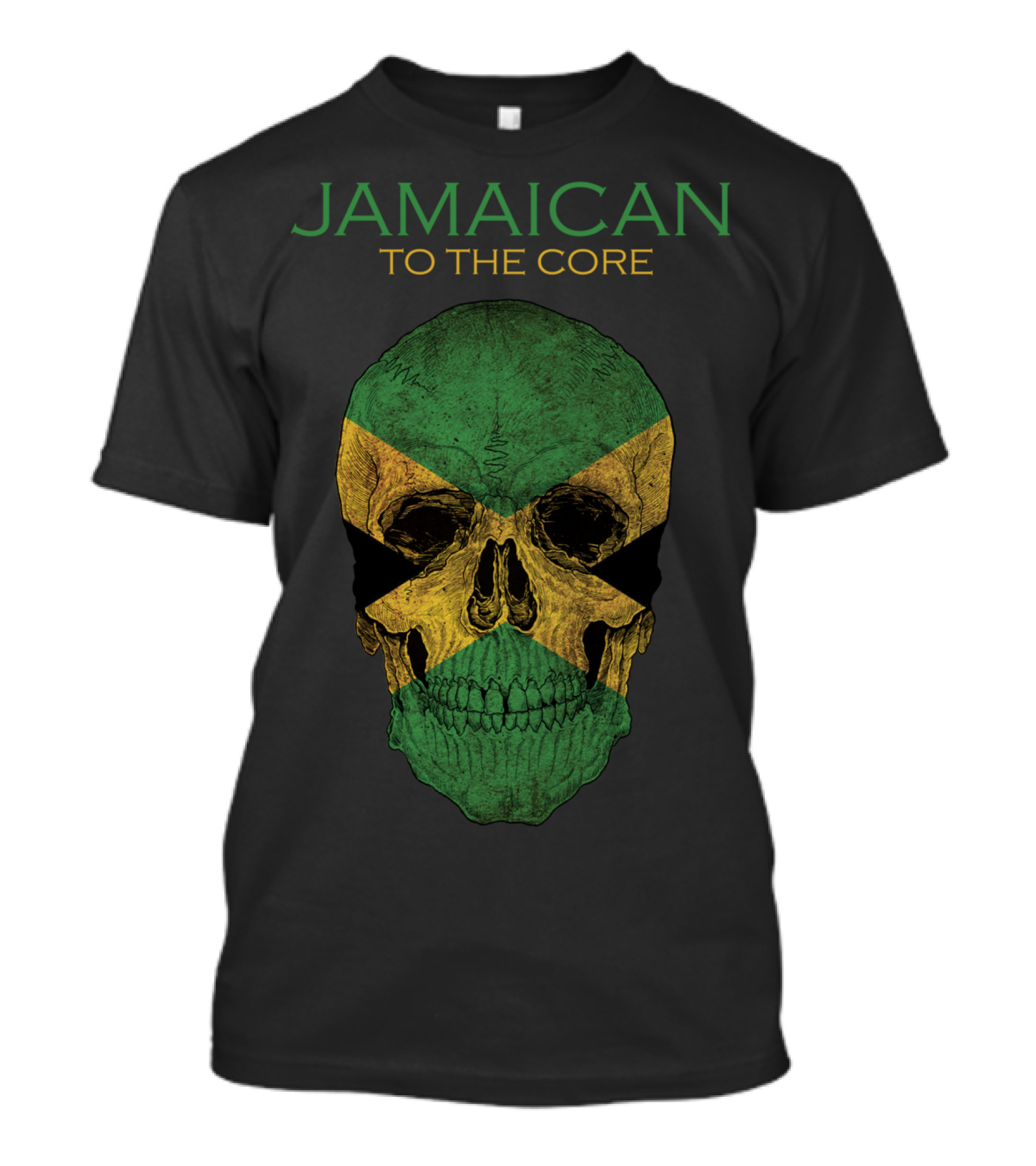 Jamaican To The Core Skull Jamaica Flag T-Shirt