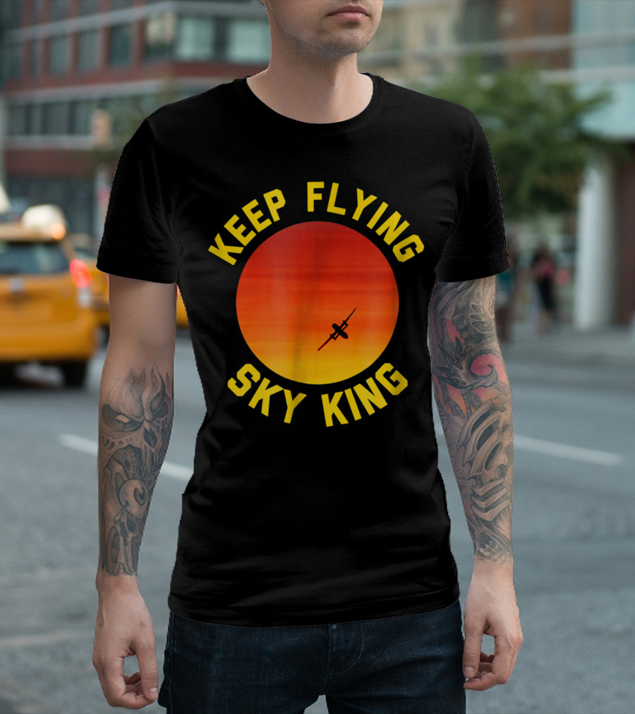 Keep Flying Sky King Aviation Pilot Airplane Sunset T-Shirt