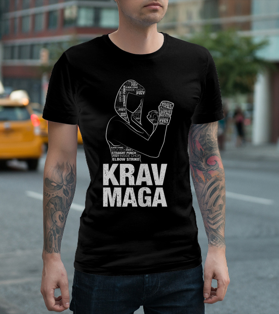 Krav Maga Woman Martial Arts Self Defence Straight Punch Elbow Strike Fist Techniques T-Shirt