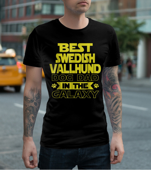 Best Swedish Vallhund Dog Dad In The Galaxy T-Shirt