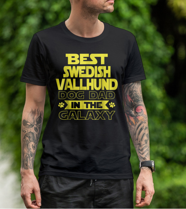 Best Swedish Vallhund Dog Dad In The Galaxy T-Shirt