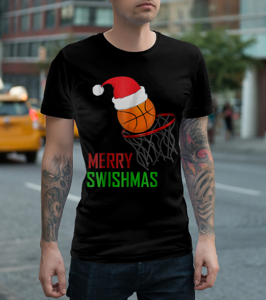 Merry Swishmas Basketball Santa Dunk Holiday T-Shirt