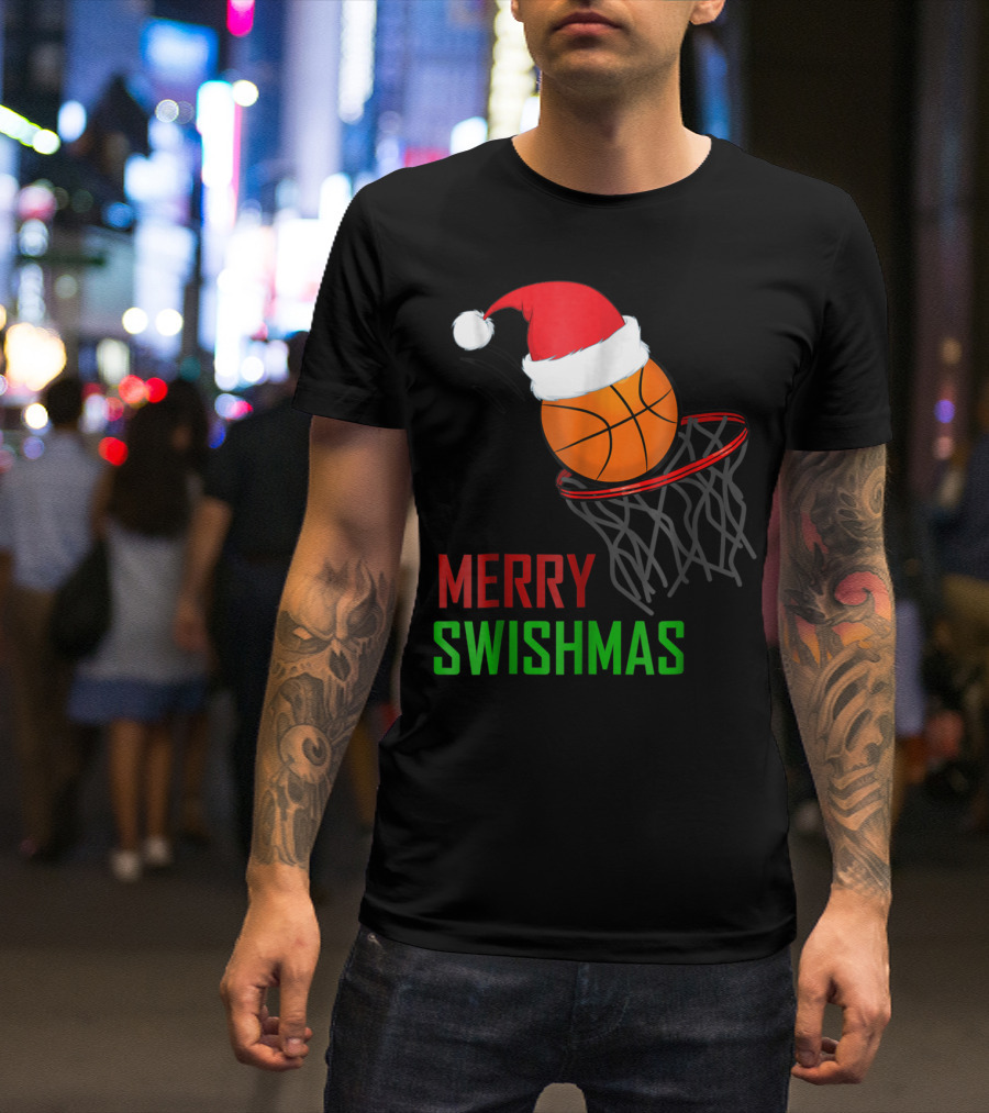 Merry Swishmas Basketball Santa Dunk Holiday T-Shirt