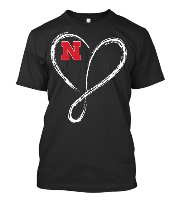 Nebraska Cornhuskers N Logo Love Heart Infinity T-Shirt