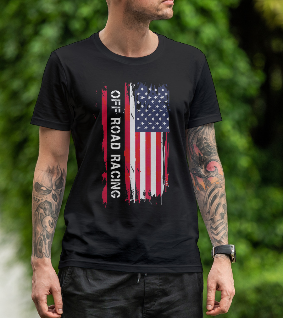 Off Road Racing American Flag T-Shirt