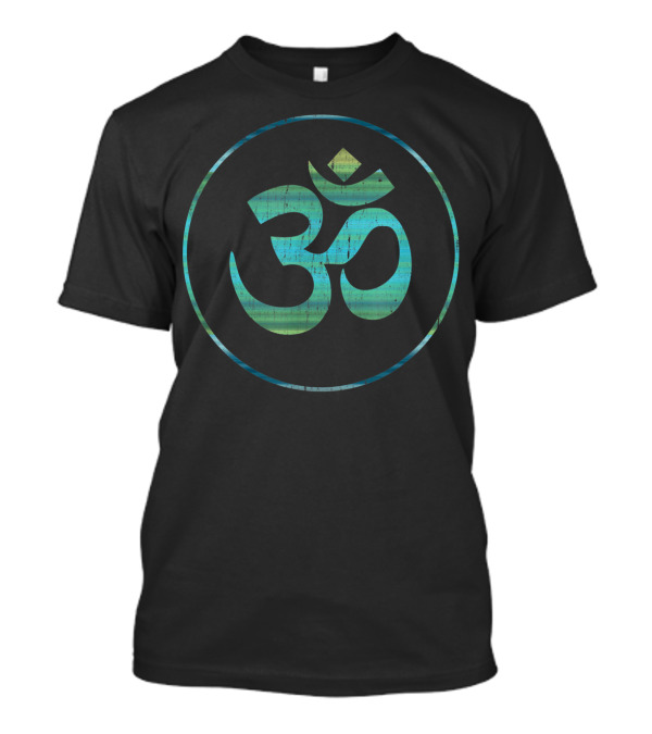 Om Symbol In Circular Blue Gradient For Yoga Meditation T-Shirt