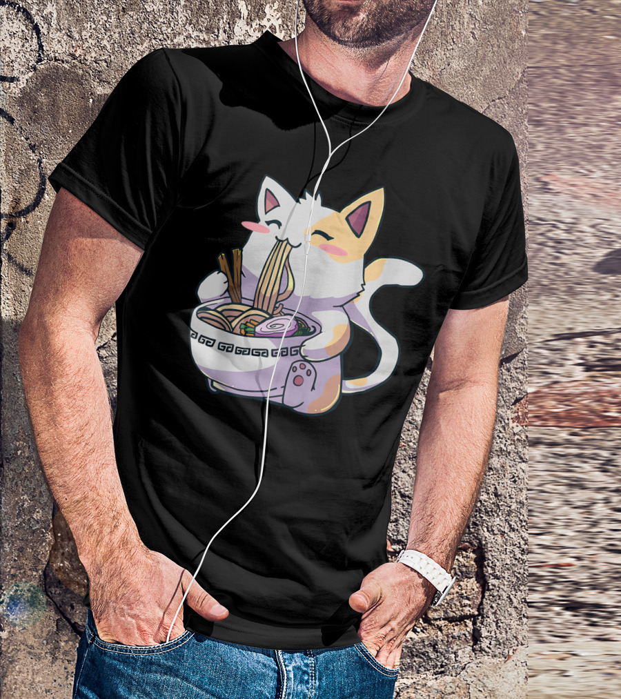 Ramen Cat Kawaii Neko Anime Cute Japanese Noodles Bowl T-Shirt