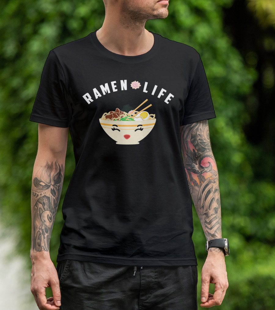Ramen Life Cool Noodle Soup Addicts Happy Face Bowl T-Shirt