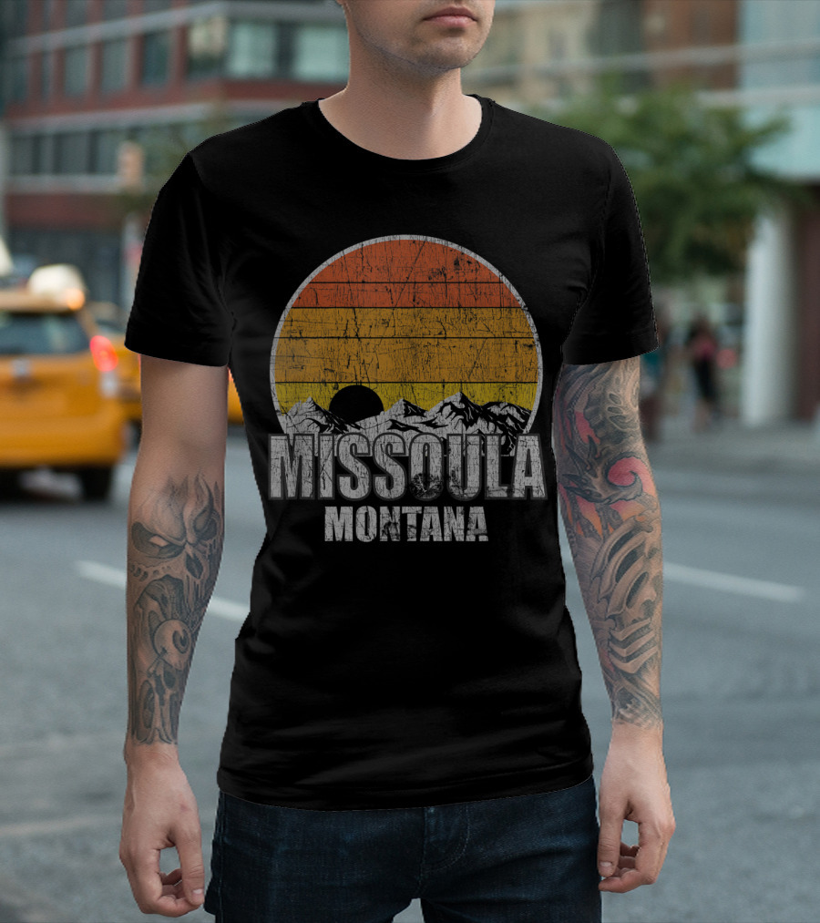 Retro Missoula Montana Vintage Sunset Mountains T-Shirt