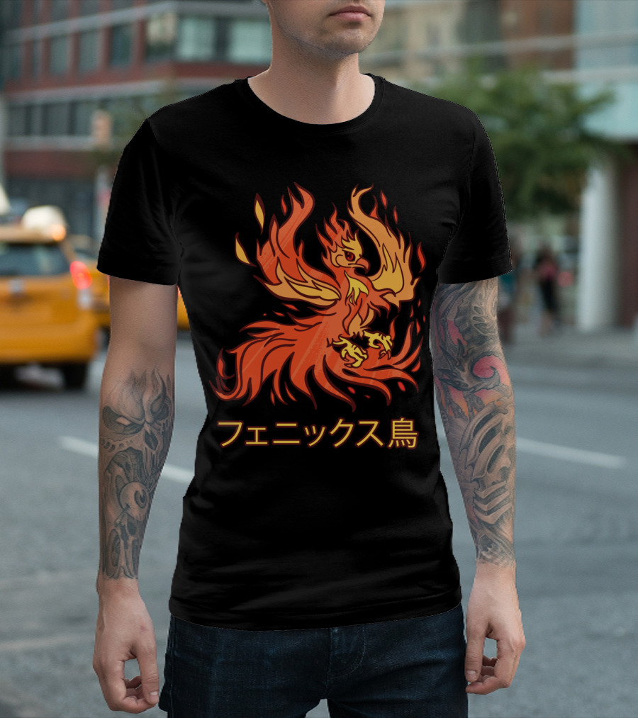 Rising Phoenix Fire Bird Japanese Aesthetic T-Shirt