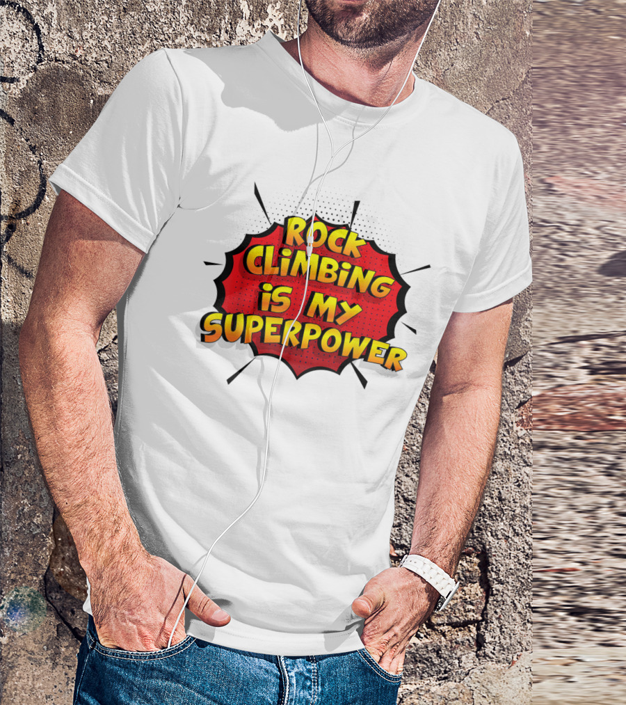 Rock Climbing Is My Superpower Comic Burst T-Shirt