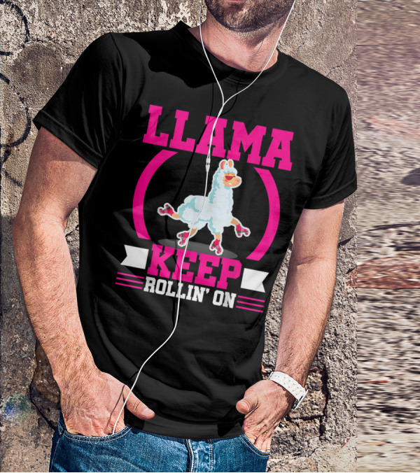 Llama Keep Rollin' On Funny Skater Derby Skating T-Shirt