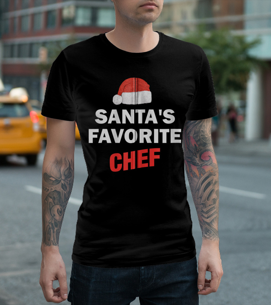 Santa's Favorite Chef Christmas Hat T-Shirt