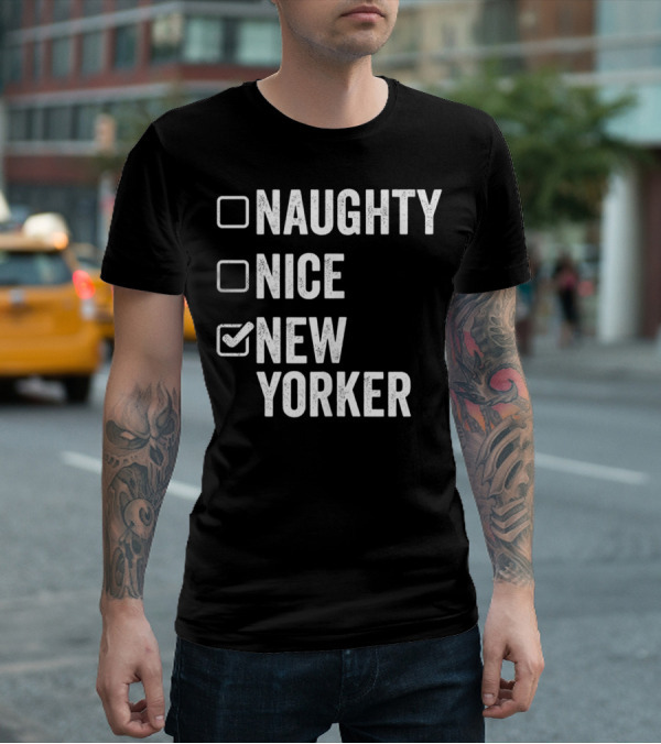 Santa's Naughty Nice New Yorker Checkbox Christmas List T-Shirt