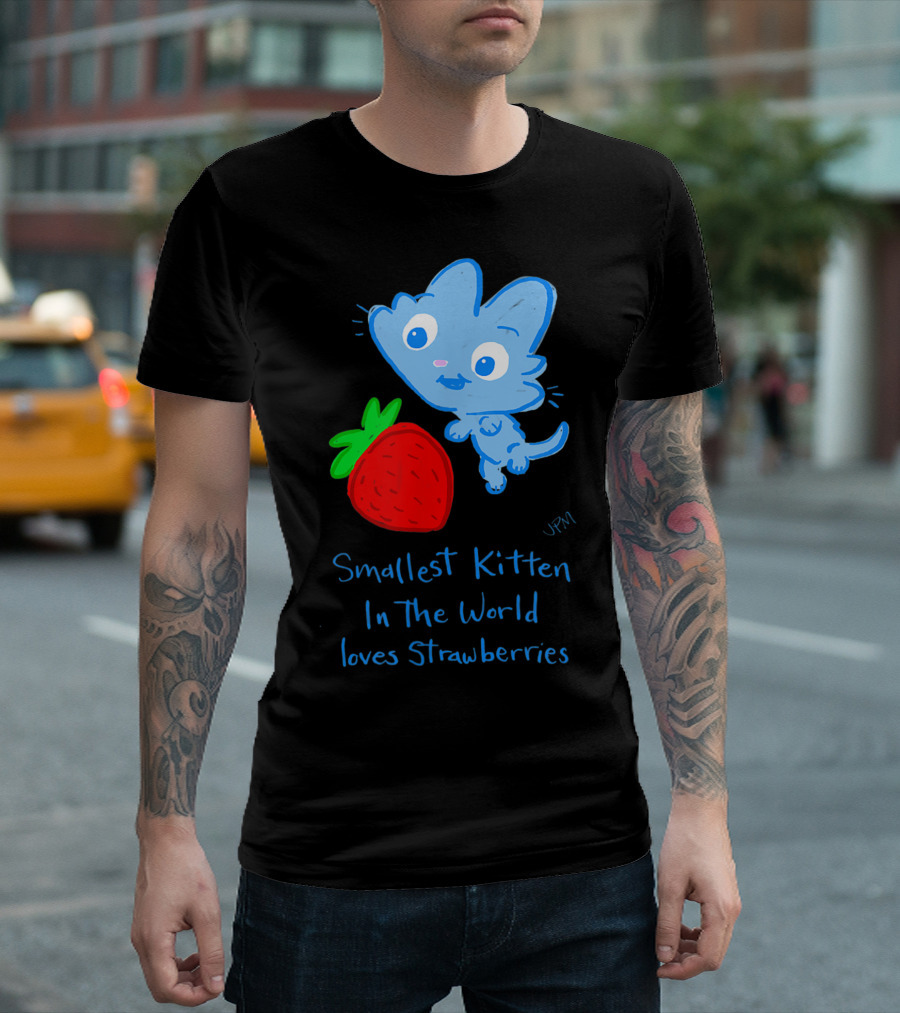 Smallest Kitten In The World Loves Strawberries T-Shirt