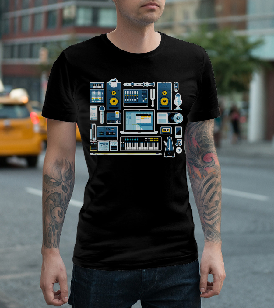 Music Production Essentials Sound Engineer Audio Equipment Collection T-Shirt
