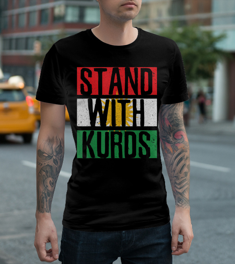 Stand With Kurds Free Kurdistan Kurdish Flag Colors T-Shirt