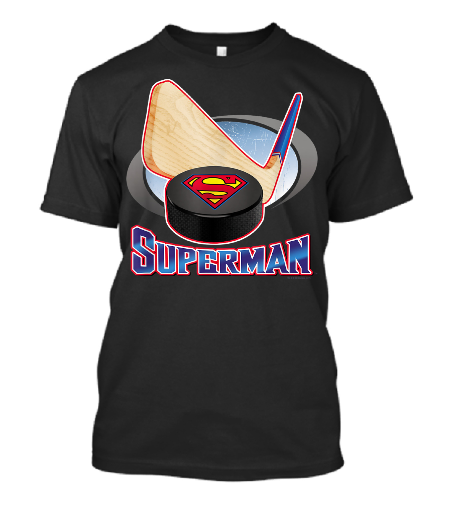 Superman Hockey Stick Puck T-Shirt