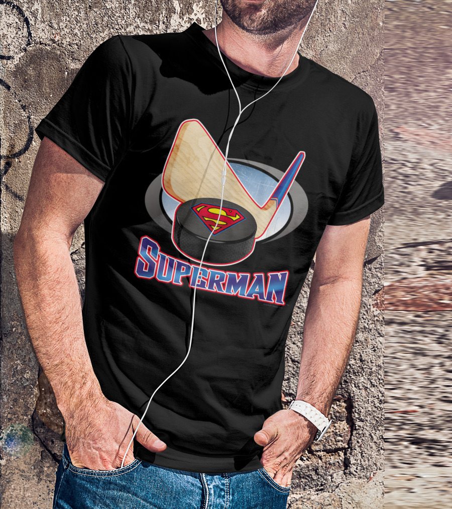 Superman Hockey Stick Puck T-Shirt