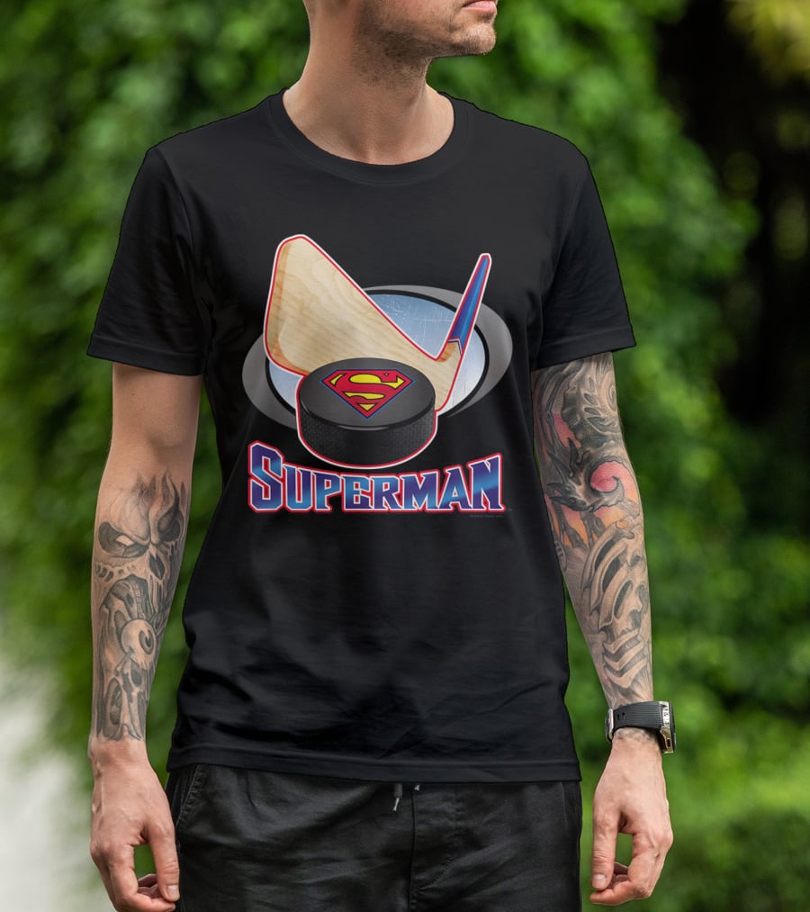 Superman Hockey Stick Puck T-Shirt
