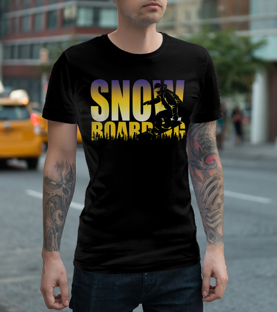 Szy Snowboarding Gnarly Bold Gradient Snowboarder T-Shirt